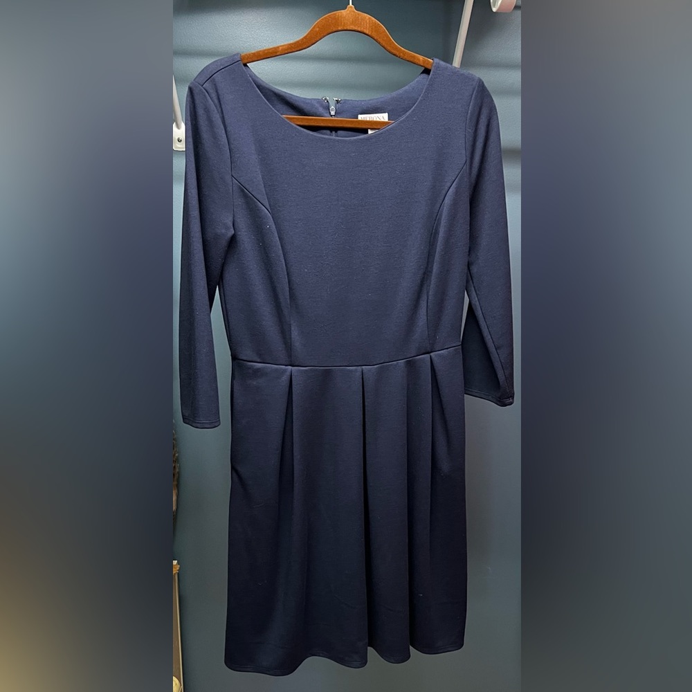 Navy Blue Box Pleat Merona size Medium Womens’s dress